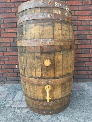 Eiken houten Whiskyvat 125L - regenton met messing kraan, Tuin en Terras, Regentonnen, Met kraantje, Ophalen of Verzenden, Hout