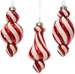 Kerstballen glas Ornament Rood Wit per stuk, Ophalen of Verzenden, Nieuw