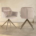 Eetkamerstoel Aline khaki velvet swivel fire retardant, Ophalen of Verzenden, Nieuw