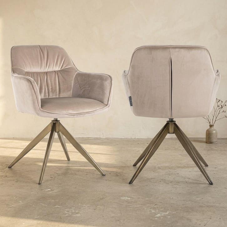 Eetkamerstoel Aline khaki velvet swivel fire retardant, Huis en Inrichting, Stoelen, Nieuw, Ophalen of Verzenden