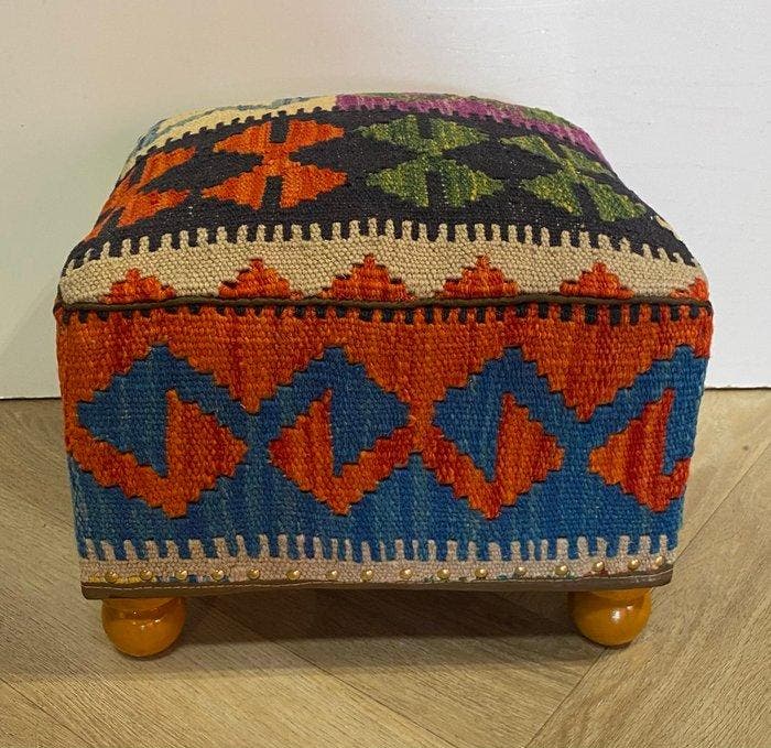 Kelim Poef(Ongebruikt/Nieuw) - Kelim - 34 cm - 34 cm, Huis en Inrichting, Stoffering | Tapijten en Kleden