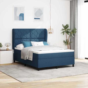 vidaXL Boxspring bed met hoofdeinde Blauw 160 x 200 cm Stof, Huis en Inrichting, Slaapkamer | Bedden, Stof, Verzenden, Blauw, Nieuw