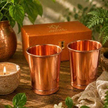 Puur koperen set van 2 bekers glad (300 ml – 100 g elk;, Huis en Inrichting, Ophalen of Verzenden, Nieuw