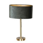 Tafellamp messing met ovale velours kap groen 35cm - Simplo, Verzenden, Nieuw, Modern
