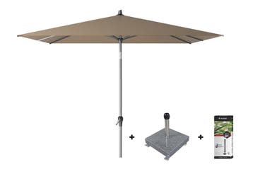 Platinum Riva stokparasol 2.5x2.5 - Taupe met voet en hoes, Verzenden, Nieuw, Overige materialen