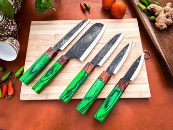Keukenmes - Kitchen knife set - 747 - Staal, Hout,