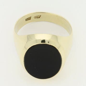 Ring - 14 karaat Geel goud - Onyx, Sieraden, Tassen en Uiterlijk, Nieuw