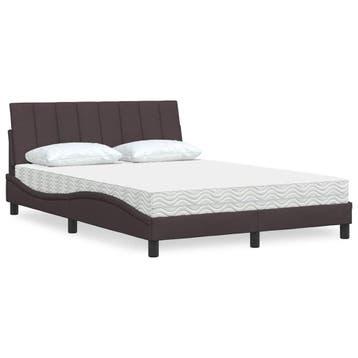 vidaXL Bed met matras Hanko stof donkerbruin 120x200 cm, Bruin, Verzenden, Nieuw, Twijfelaar