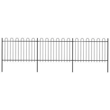 vidaXL Tuinhek met ringtop staal 504x120 cm zwart, Verzenden, Nieuw, IJzer, 1 tot 2 meter