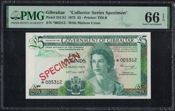 Gibraltar. - 5 Pounds - 1975 - Collector Series Specimen -
