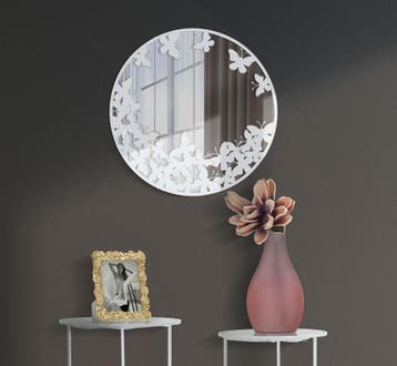 WANDSPIEGEL WIT VLINDER CM 62,5X2,3, Huis en Inrichting, Woonaccessoires | Spiegels, Ophalen of Verzenden, Nieuw