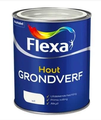 Flexa Hout Grondverf - Grijs - 0,25 liter (Lakverf), Nieuw, Ophalen of Verzenden, Lak, Grijs