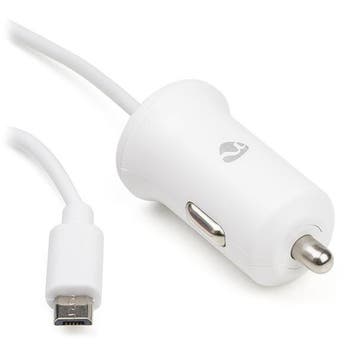 USB autolader | Nedis | 1 meter (Micro USB, 12W, Wit), Verzenden, Nieuw