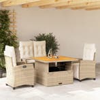 vidaXL 4-delige Tuinset met kussens poly rattan beige, 4 zitplaatsen, Nieuw, Tuinset, Verzenden