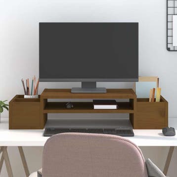 vidaXL Monitorstandaard 70x27,5x15 cm massief grenenhout, Verzenden, Nieuw