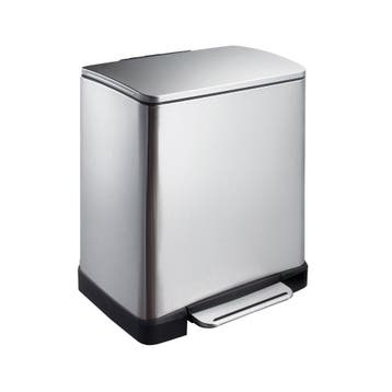 EKO Pedaalemmer E-Cube recycling 10+9 ltr - Mat RVS, Verzenden, Nieuw