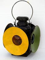 Multi Colored - Vintage Iron Railway / Railroad Lantern -