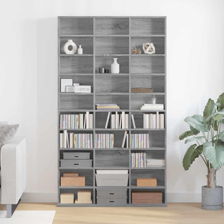 vidaXL Cd-kast 102x23x177,5 cm bewerkt hout grijs sonoma, Huis en Inrichting, Woonaccessoires | Cd- en Dvd-rekken, Nieuw, Verzenden