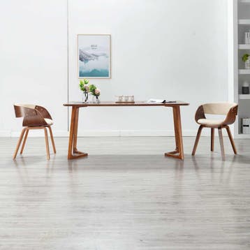 vidaXL Eetkamerstoel gebogen hout en kunstleer crèmekleurig, Verzenden, Nieuw