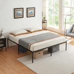 Metalen bed tweepersoonsbed Vårdö met bedbodem 160x200 cm zw, Huis en Inrichting, Slaapkamer | Bedden, Verzenden, Nieuw