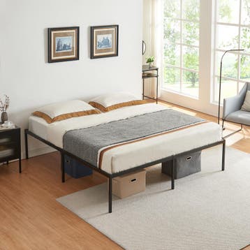 Metalen bed tweepersoonsbed Vårdö met bedbodem 160x200 cm zw, Verzenden, Nieuw