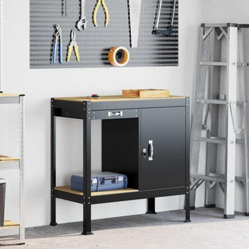 vidaXL Werkbank met lade Zwart 90 x 49 x 91 cm Bewerkt hout, Doe-het-zelf en Verbouw, Verzenden, Nieuw