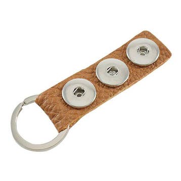 Fako Bijoux - Sleutelhanger - Leder - Click Buttons - Bruin, Verzenden, Nieuw