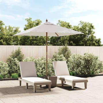 vidaXL Parasol met houten paal 198x198x231 cm zandkleurig, Verzenden, Nieuw, 1 tot 2 meter