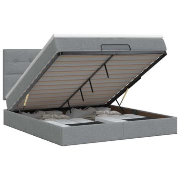 vidaXL Ottoman bed met matras Lichtgrijs 140 x 200 cm Stof, Huis en Inrichting, Slaapkamer | Bedden, Verzenden, Nieuw