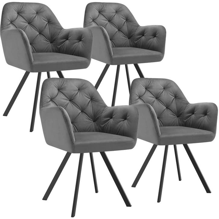 Fluwelen draaistoel Lucia, gestoffeerd - antraciet, Set van, Huis en Inrichting, Stoelen, Verzenden