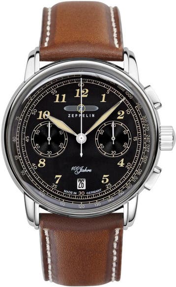 Zeppelin 7674-3 100 Jahre Zeppelin chronograaf horloge 42 mm, Overige merken, Staal, Verzenden, Polshorloge