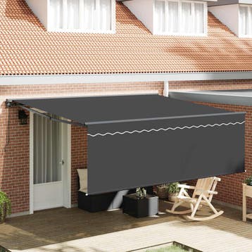 vidaXL Handmatige Zonnescherm 3,5 x 2,5 m Geel en wit, Tuin en Terras, Verzenden, Nieuw