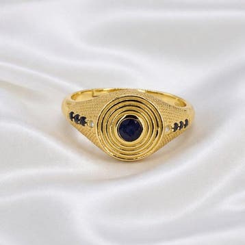 Zonder minimumprijs - Ring Verguld Saffier - Diamant - 18k, Sieraden, Tassen en Uiterlijk, Ringen, Nieuw