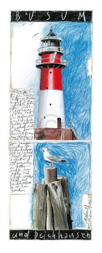 Kunstdruk Sabine Gerke - Büsum 25x60cm, Verzenden, Nieuw
