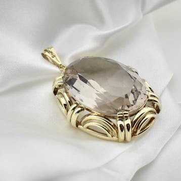 Gouden hanger met kwartssteen (Hanger of bedel), Ophalen of Verzenden, Gebruikt, Goud, Overige merken