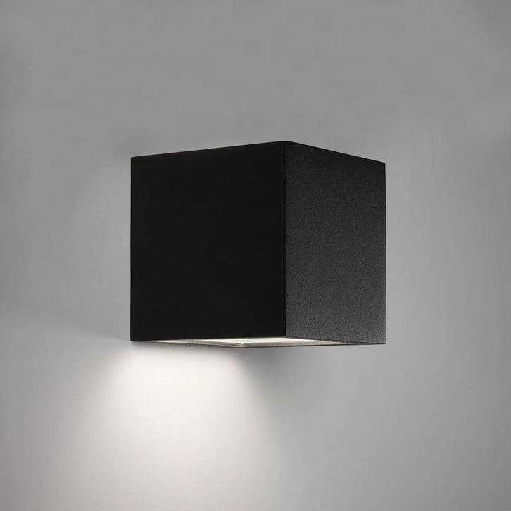 LED Solar Cube Wandlamp Zwart Vierkant Tuinverlichting, Tuin en Terras, Buitenverlichting, Verzenden