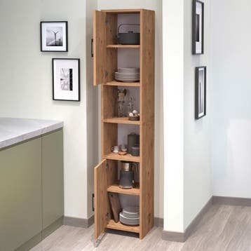 Kolomkast Rautrina 180x35x30 cm eikenkleurig [en.casa], Huis en Inrichting, Kasten | Wandmeubels, Verzenden, Nieuw