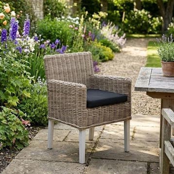 Reyhan dining tuinstoel naturel rotan - olefin black, Tuin en Terras, Ophalen of Verzenden, Nieuw