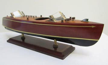 Modelboot - Houten speedbootmodel - 1950s triple cockpit, Nieuw