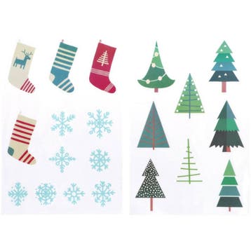 Raamstickers Kerst Winter Holly Jolly (20st), Ophalen of Verzenden, Nieuw
