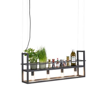 Smart hanglamp zwart met rek incl. 4 Wifi A60 - Cage Rack, Verzenden, Nieuw, Modern