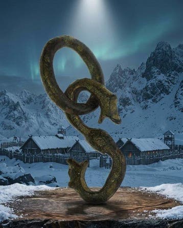 Viking periode Brons Fafnir the Dragon-amulet. Uitstekende