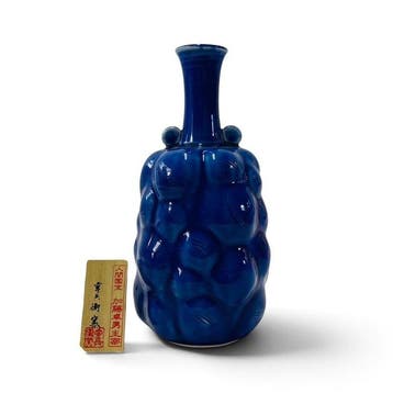 Kbei Kiln Lapis Blue geglazuurd ‘Kushime’ bloemvaas -, Antiek en Kunst