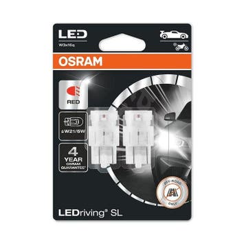 Osram W21/5W LED Retrofit Rood 12V W3x16q 2 Stuks, Verzenden, Nieuw