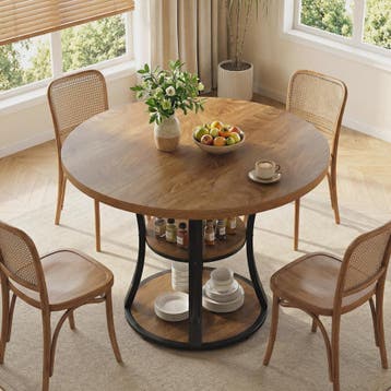 Ronde Eettafel 4 Personen met 2-Laags Opslag - Landelijke St, Verzenden, Nieuw