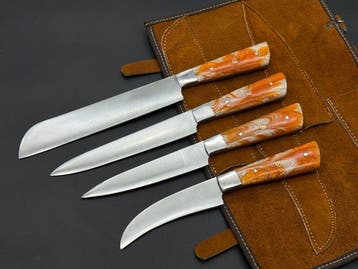 Japanese Style Kitchen Knife SET With Leather BAG Included -