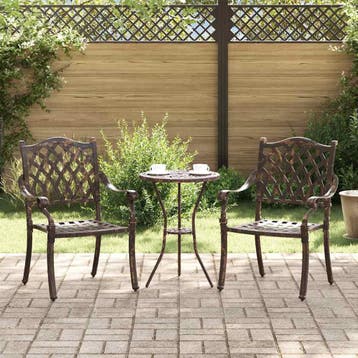 vidaXL Tuinstoel 2 pcs Brons 56 x 55 x 92.5cm Aluminium, Tuin en Terras, Tuinstoelen, Verzenden, Nieuw, Aluminium