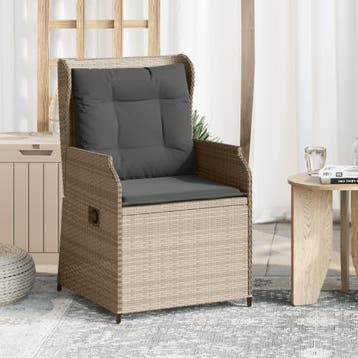 vidaXL Tuinstoelen 2 st verstelbaar met kussens poly rattan, Verzenden, Nieuw, Tuinset