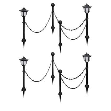 vidaXL Solarlampen 4 st met hekwerk en palen, Verzenden, Nieuw, Kunststof, Zonne-energie