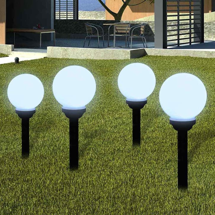 vidaXL Tuinpadlampen 4 st met grondpin LED 15 cm, Tuin en Terras, Buitenverlichting, Nieuw, Kunststof, Verzenden